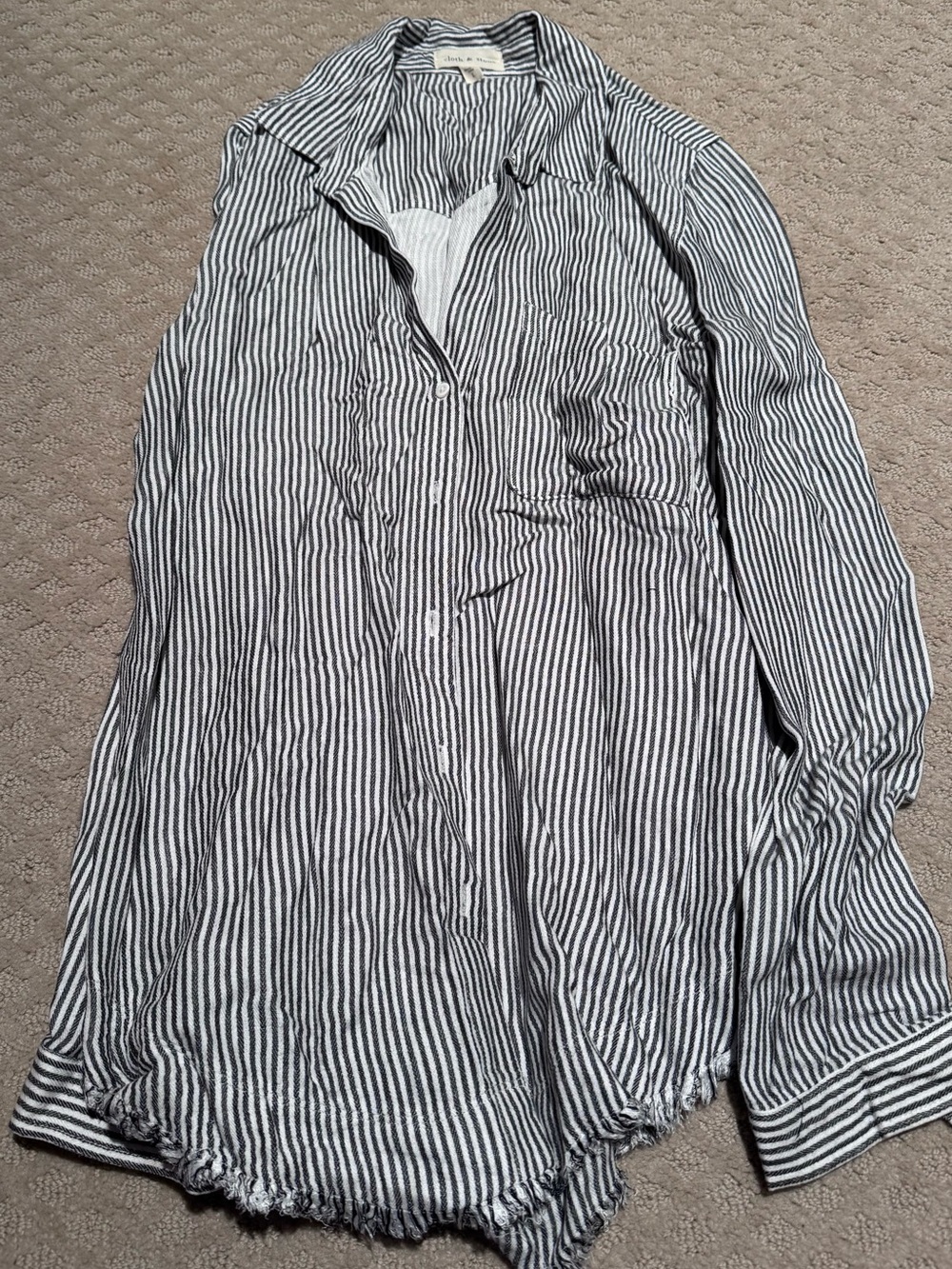 cloth & stone Black and White Striped Button-Down Shirt